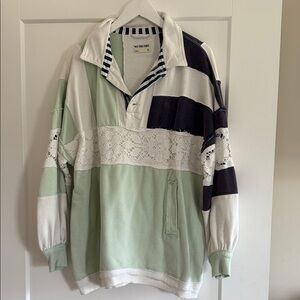 Striped Green and White Pullover, we the free